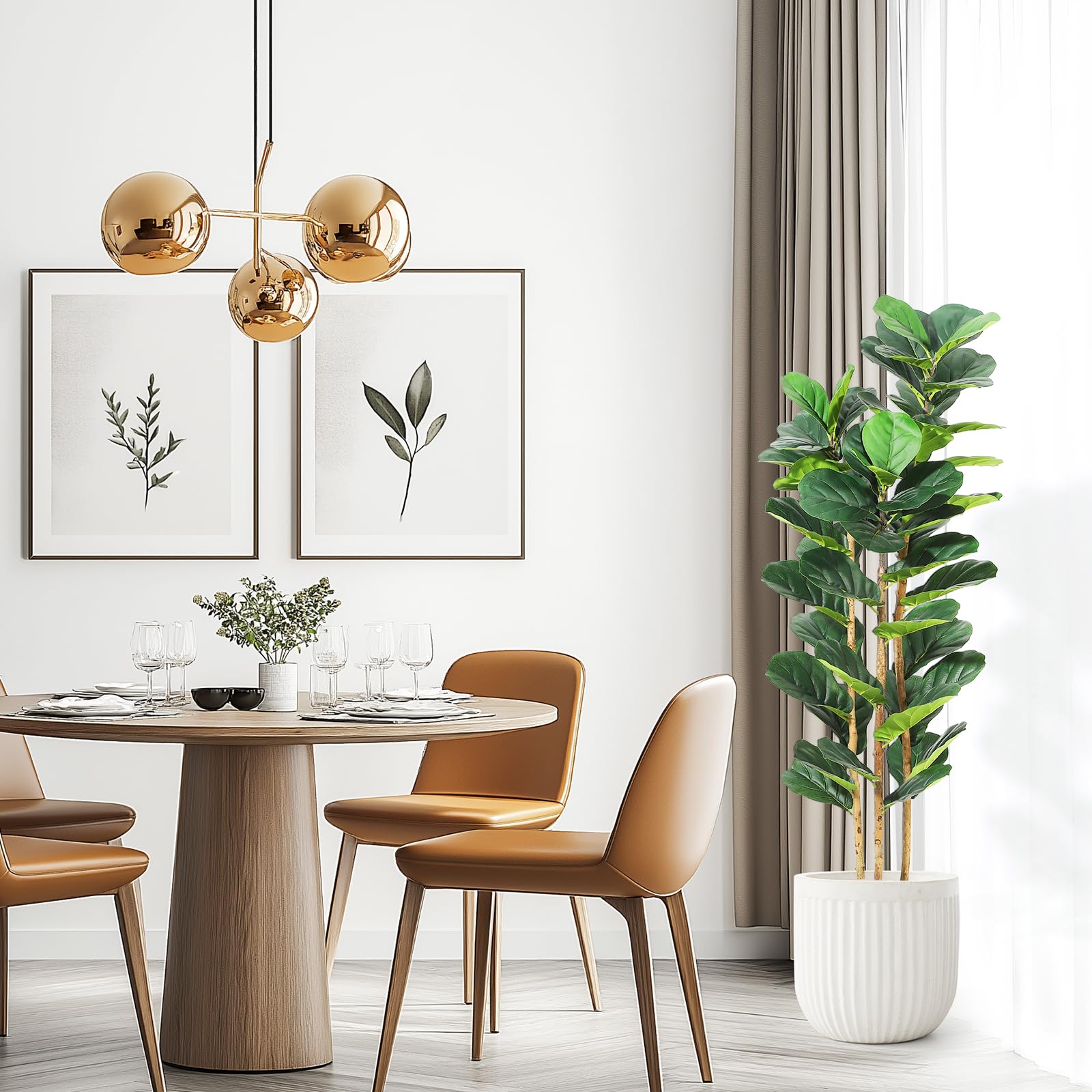 Rubber Plant Ficus - Artificial Fiddle Leaf Fig Tree with