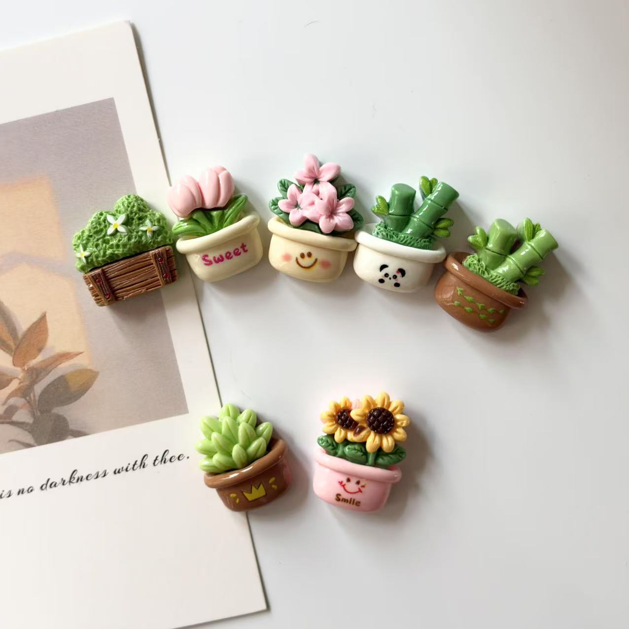Cactus Mix Pot - Mini Cactus Potted Plant Resin Fridge