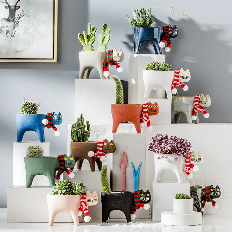 Mèo Hoa Sáng Tạo Dễ Thương Gốm - đánh giá và giá Cactus Mix Pot